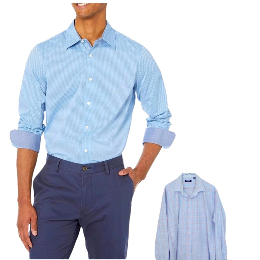 Men's Nautica pinpoint collar button up Shirt
